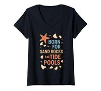 Mujer Regalo de Tide Pool Life Sea Star y Anemone Ocean Nature Camiseta Cuello V