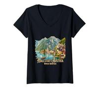Mujer Regalo de Viaje a la Ciudad de Hallstatt, Austria Camiseta Cuello V