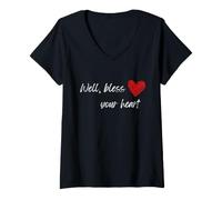 Mujer Regalo Divertido con Texto en inglés «Well Bless Your Heart» Camiseta Cuello V