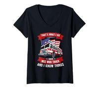 Mujer Regalo Divertido de camión That's What I Do I Drive Wee Woo Camiseta Cuello V