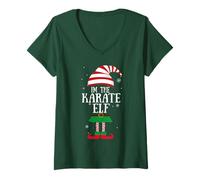 Mujer Regalo Divertido de Navidad a Juego para la Familia I'm The Karate Elf Camiseta Cuello V