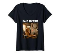 Mujer Regalo Divertido del compañero Paid to Wait Camiseta Cuello V