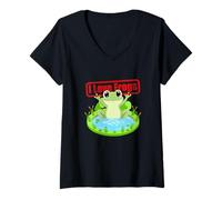 Mujer Regalo Divertido I Love Frogs In The Pond Camiseta Cuello V