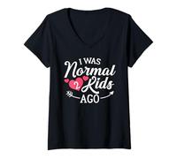 Mujer Regalo Divertido para mamá y papá para los Mejores Padres de «I Was Normal» Hace 2 niños Camiseta Cuello V