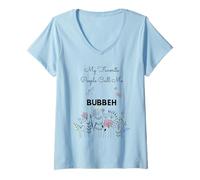 Mujer Regalo floral de My Favorite People Call Me Bubbeh para abuela y mamá Camiseta Cuello V
