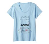 Mujer Regalo floral de My Favorite People Call Me Glammie para mamá y abuela Camiseta Cuello V