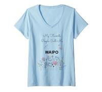 Mujer Regalo floral de My Favorite People Call Me Waipo para abuela y mamá Camiseta Cuello V