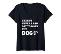 Mujer Regalo gráfico de corazón con Estampado de Pata de Perro Never a Bad Day to Walk The Dog Camiseta Cuello V