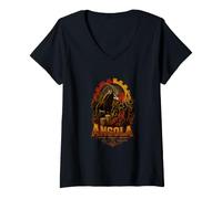 Mujer Regalo histórico de Recuerdo de Viaje Vintage de Angola Camiseta Cuello V