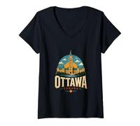 Mujer Regalo histórico de Recuerdo Vintage de Viaje a Ottawa, Canadá Camiseta Cuello V