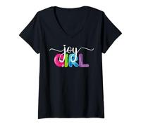 Mujer Regalo Joy Girl para Mujeres y niñas Felices, Linda Felicidad Camiseta Cuello V
