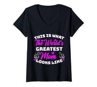 Mujer Regalo para el Día de la Madre This is What Worlds Greatest Mom Looks Like Camiseta Cuello V