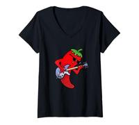 Mujer Regalo para Guitarrista Red Hot Chilli Camiseta Cuello V