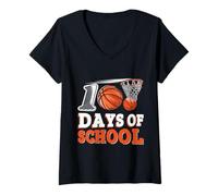 Mujer Regalo para niños de Baloncesto número 100 del día Escolar Camiseta Cuello V