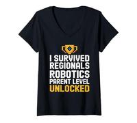 Mujer Regalo para Padres de Robot Team, Equipo de Apoyo Stem, Futuro Ingeniero Camiseta Cuello V