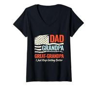 Mujer Regalo para papá, abuelo, gran abuelo, I Just Keep Getting Better Camiseta Cuello V