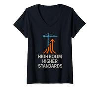Mujer Regalo Pesado de la elevación Pesada de la grúa de la Torre del camión del Auge del Operador Camiseta Cuello V