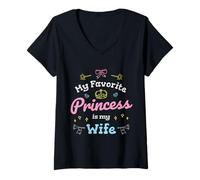 Mujer Regalo romántico de My Favorite Princess Is My Wife Camiseta Cuello V
