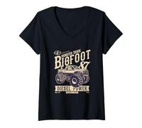 Mujer Regalo Todoterreno Retro Monster Truck Diesel Power Camiseta Cuello V