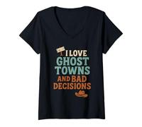 Mujer Regalo Vintage de Desert Ghost Town, Western Ruin, para Nostalgia Camiseta Cuello V