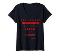 Mujer Regalos con versículos bíblicos - ROMANOS 1:16 I Am Not Ashamed Camiseta Cuello V