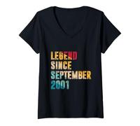 Mujer Regalos de 24 años Leyenda Desde septiembre de 2001 24 cumpleaños Camiseta Cuello V
