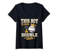 Mujer Regalos de béisbol de Doble dígito de This Boy is 10 para el décimo cumpleaños Camiseta Cuello V