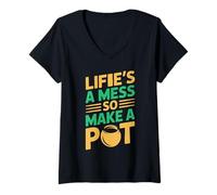 Mujer Regalos para Personas Que Hacen Alfarería Mess Make A Pot Camiseta Cuello V