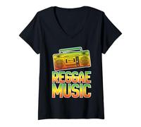 Mujer Reggae Music Lover Retro Rasta Diseño Jamaicano Camiseta Cuello V