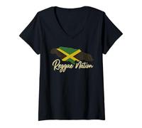 Mujer Reggae Nation Jamaica Island Design Bandera Jamaicana Rasta Camiseta Cuello V