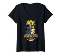 Mujer Regina Caeli Santísima Virgen María y el Niño Jesús Camiseta Cuello V