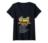 Mujer Reglas de Seguridad del autobús Escolar Guía Floral del Conductor del Estudiante Arte Camiseta Cuello V