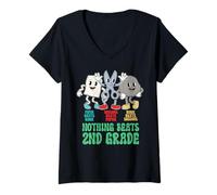 Mujer Regreso a Clases 2do Grado Piedra, Papel o Tijera Nada Mejor Camiseta Cuello V