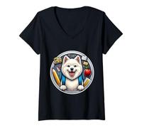 Mujer Regreso a la escuela American Eskimo Dog Boys Girls Dueño Estudiante Camiseta Cuello V