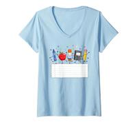 Mujer Regreso a la Escuela Cartoon Dancing School Supplies Camiseta Cuello V
