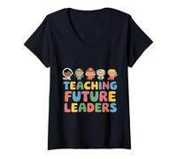Mujer Regreso a la Escuela, Enseñando a futuros líderes Maestros 2025 Camiseta Cuello V