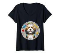 Mujer Regreso a la escuela Petit Basset Grifón Vendéen Perro Niño Niña Niño Camiseta Cuello V