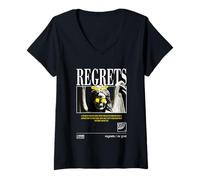 Mujer Regrets Graffiti Angel - Sad Aesthetic Edgy Streetwear Camiseta Cuello V