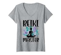 Mujer Reiki Master Yoga Chakra Pilates Curación Espiritual Camiseta Cuello V