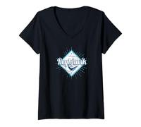 Mujer Reikiavik Capital Islandia Retro Ballena Vintage Souvenir Camiseta Cuello V