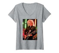 Mujer Reina & Adam Lambert Brian May Guitarrista por Dick Barnatt Camiseta Cuello V