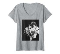 Mujer Reina Brian May Freddie Mercury The Works Tour 1984 Camiseta Cuello V