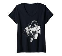 Mujer Reina Freddie Mercury Brian May The Works Tour 1984 Camiseta Cuello V