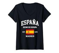 Mujer Reino De España Madrid EST 1492 Camiseta Cuello V