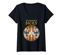 Mujer Reino de la heráldica Sicilia Camiseta Cuello V