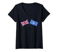 Mujer Reino Unido Somalia Banderas Cruzadas Herencia Británica Somalí Camiseta Cuello V