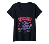 Mujer Relaciones A Distancia Yes Its Real Camiseta Cuello V