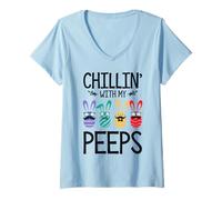 Mujer Relajándome con mis Amigos Camiseta Cuello V