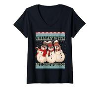 Mujer Relajándome con mis muñecos de Nieve, el Feo muñeco de Nieve de Navidad Camiseta Cuello V