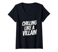 Mujer Relajarse como un Villano Fresco Relajado travesuras Amante Camiseta Cuello V